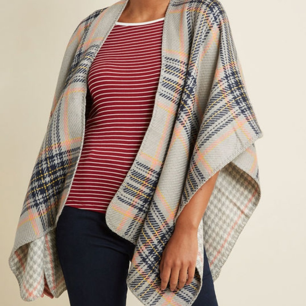 Modcloth cozy campside shawl stone color